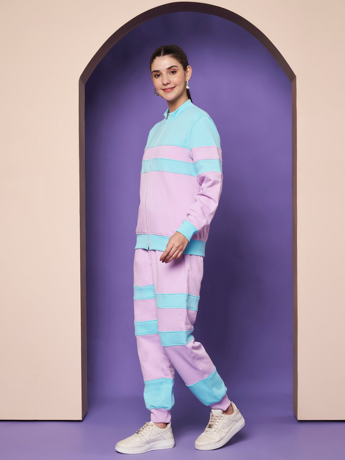 Colourblocked Wrinkle Free Zip Trousers