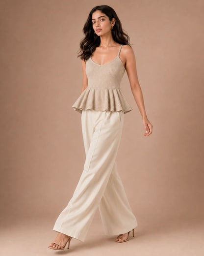 Shoulder Strap Peplum Top