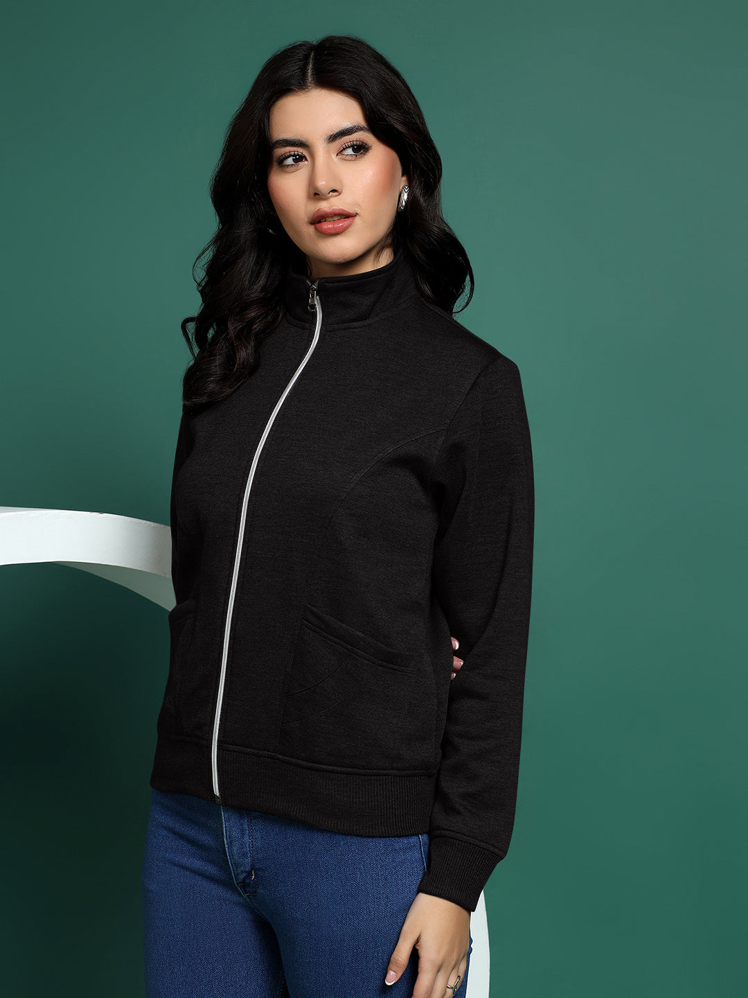 Stand-Collar Jacket with Front Pockets