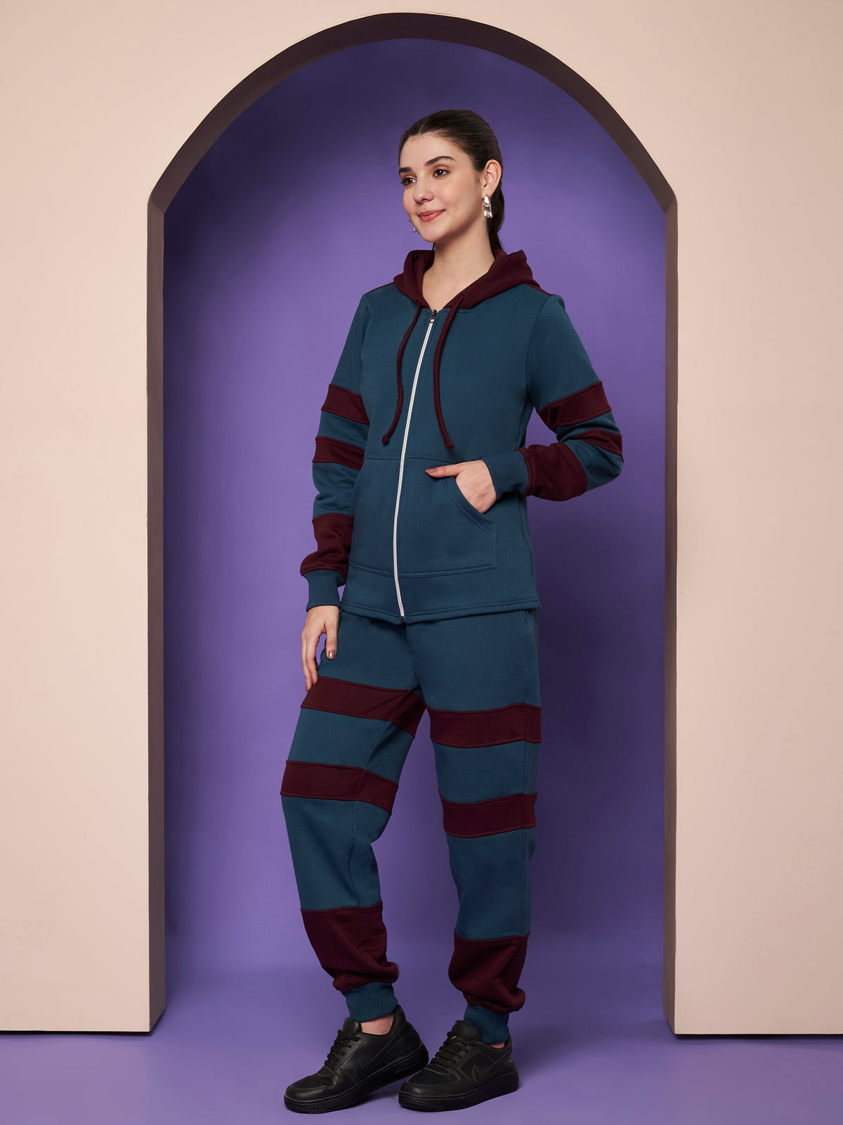 Colourblocked Hooded Sweatshirt & Joggers Co-Ords