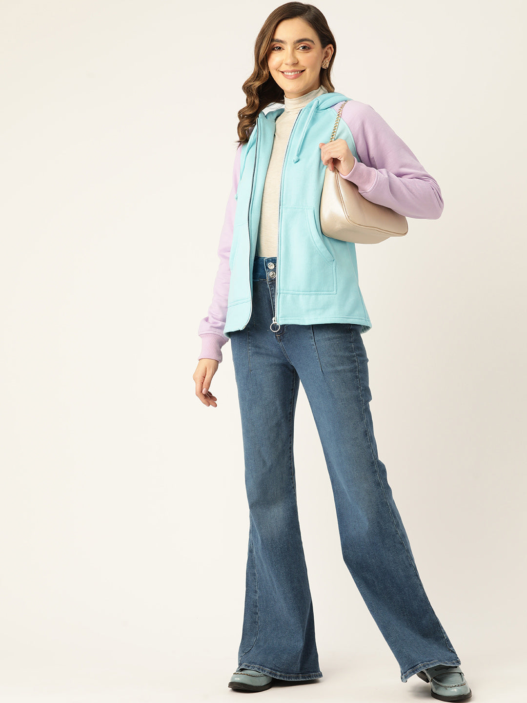 Colourblocked Fleece Hooded Sweatshirt