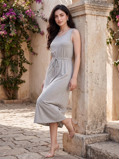 Belted Cotton Fit & Flare Midi Dress