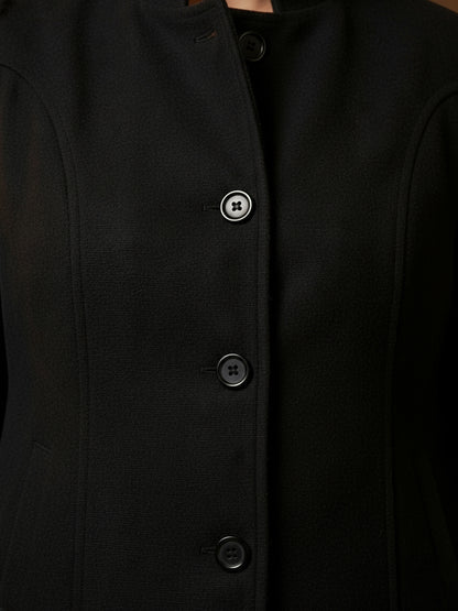 Plus Size Single-Breasted Longline Overcoat