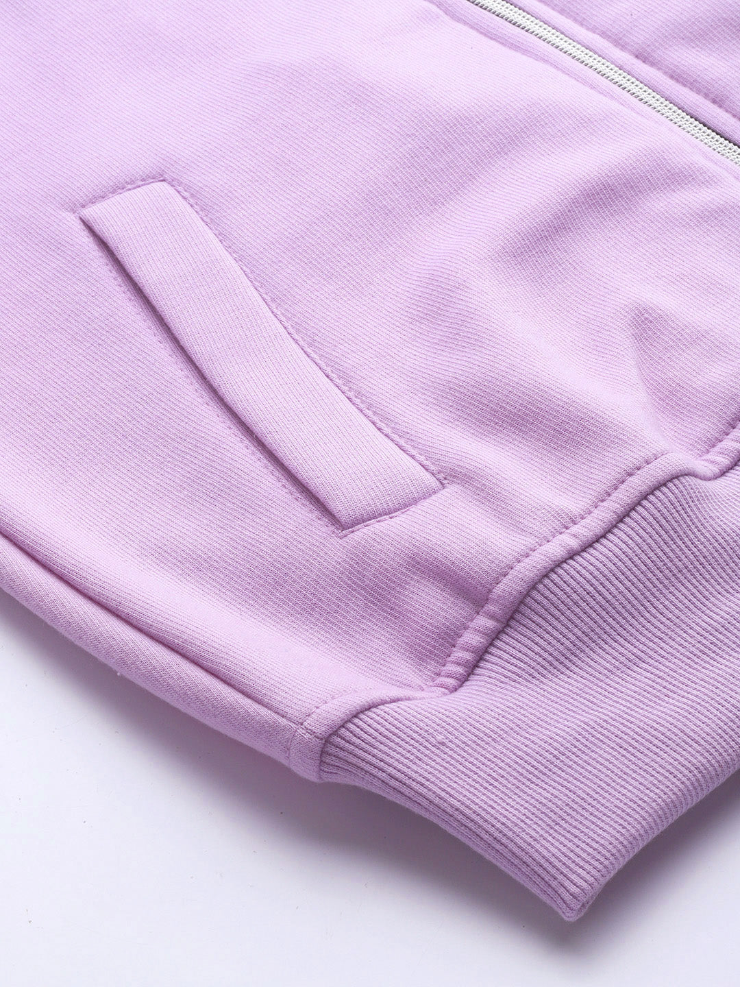 Solid Fleece-Lined Zip-Closure Hooded Sweatshirt with Pockets