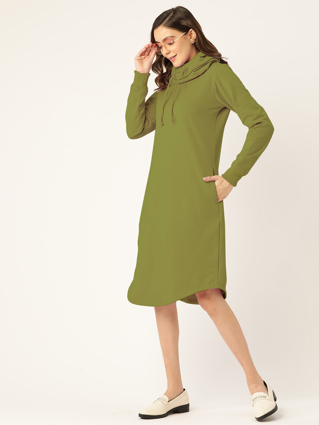 Cowl Neck Midi Jumper Dress