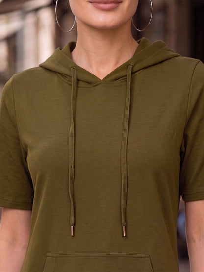 BRINNS Women Hooded Pure Cotton T-shirt Midi Dress