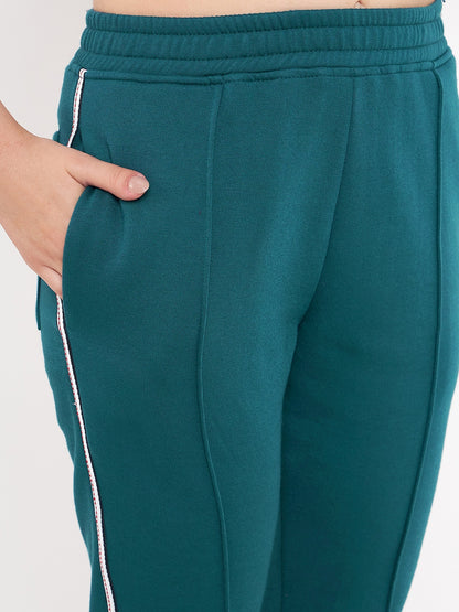 Women Mid-Rise Knitted Sports Track Pant with Pockets