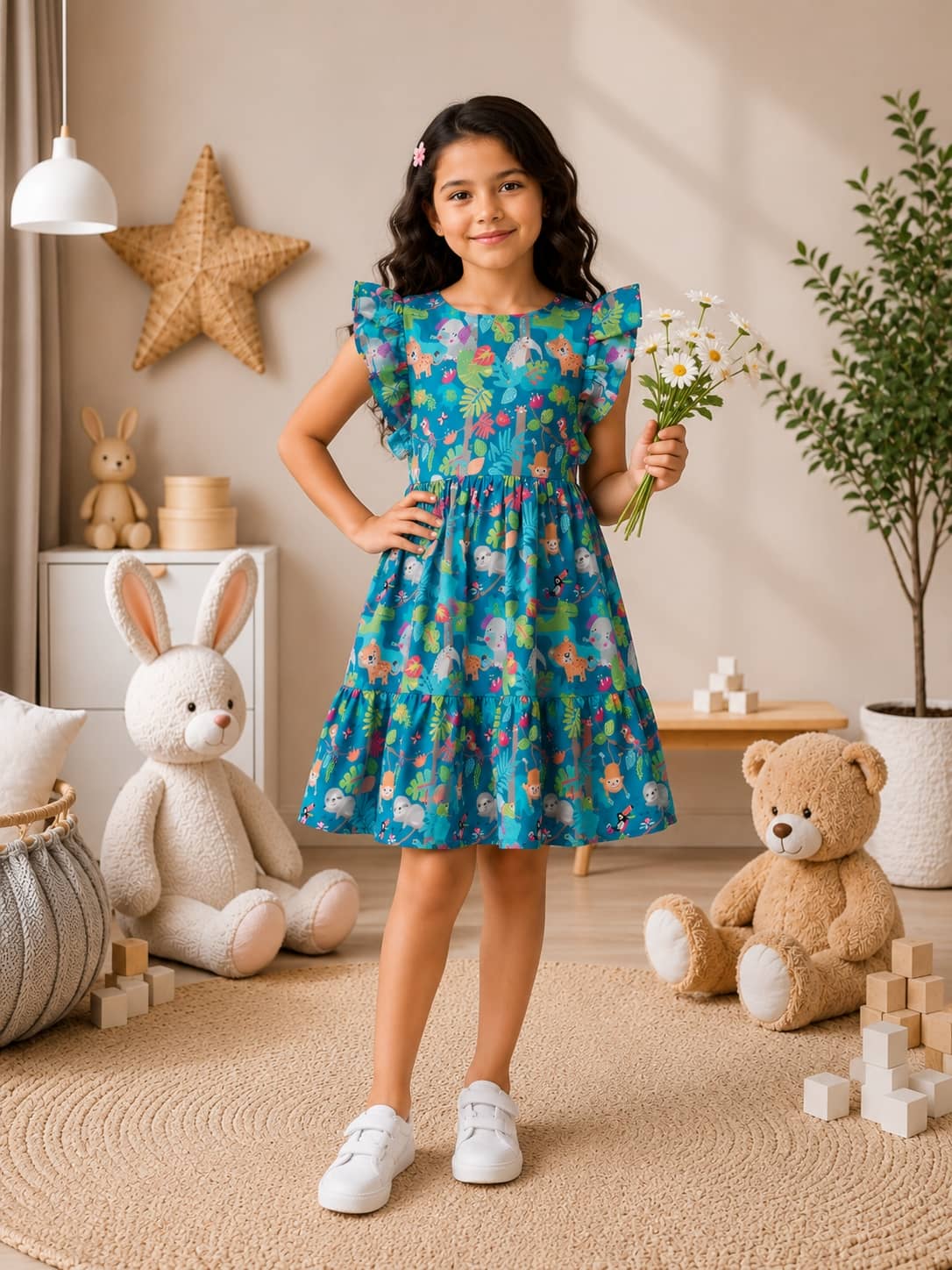 Poppylane Tiered Dress with Frill/Flutter Sleeves