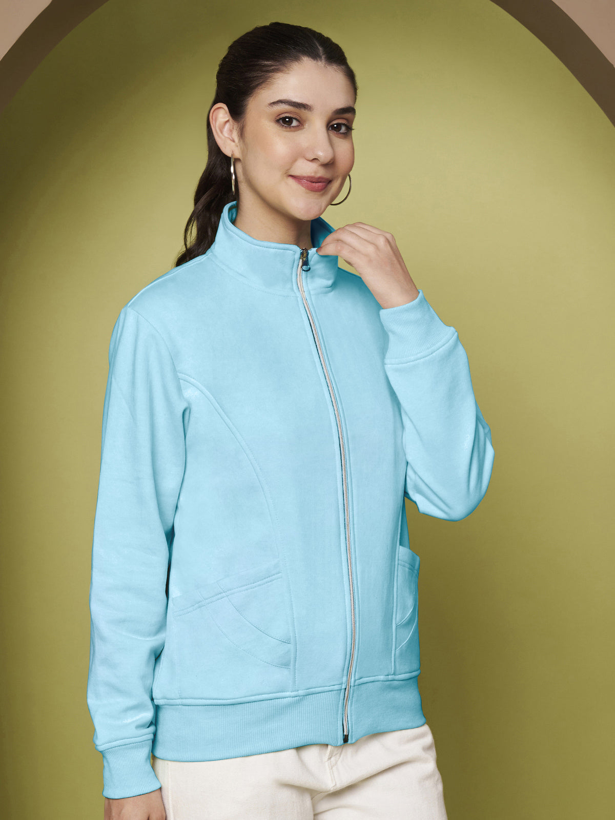 Stand-Collar Jacket with Front Pockets