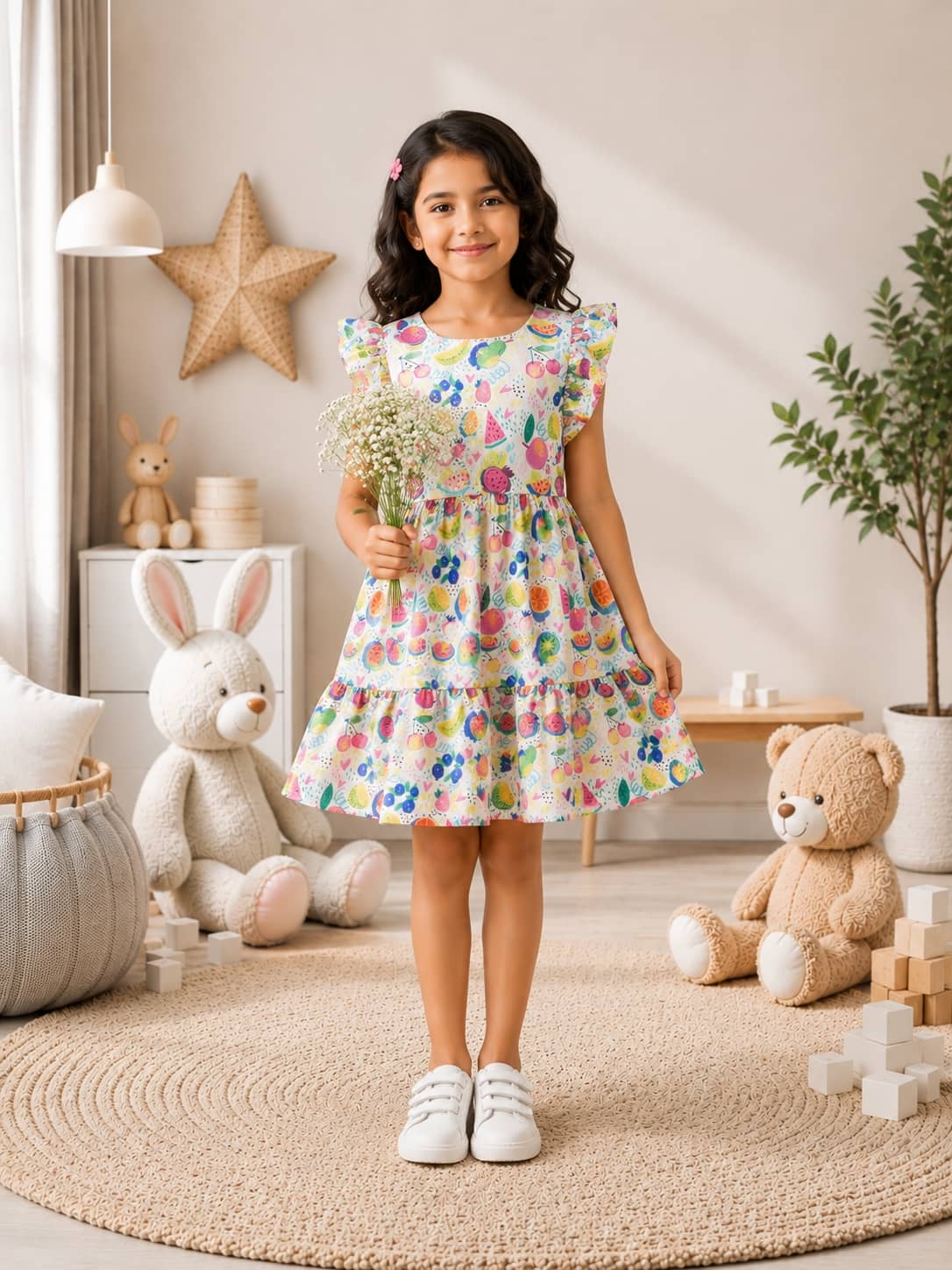 Poppylane Tiered Dress with Frill/Flutter Sleeves