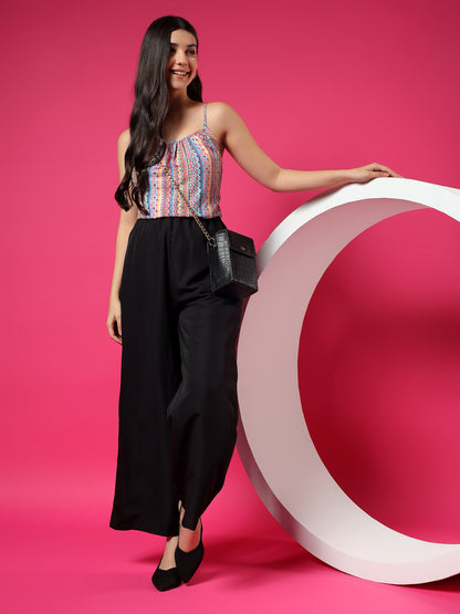 Printed Shoulder Straps Sleeveless Jumpsuit