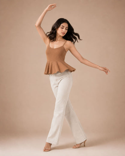 Shoulder Strap Peplum Top
