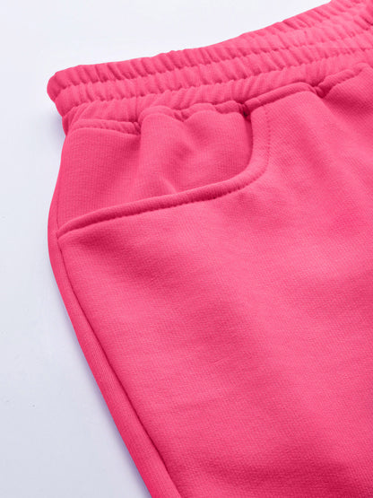 Solid Relaxed Straight Fit PolyCotton Fleece Trousers