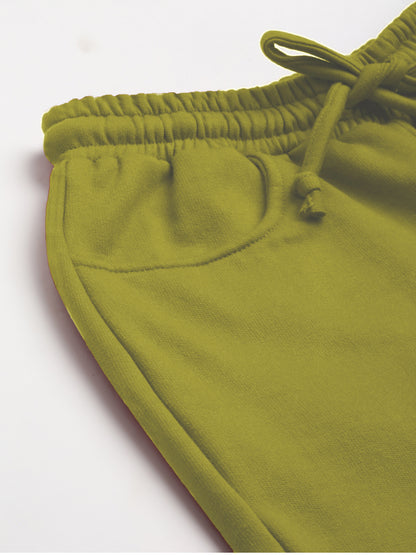 Solid Relaxed Straight Fit PolyCotton Fleece Trousers