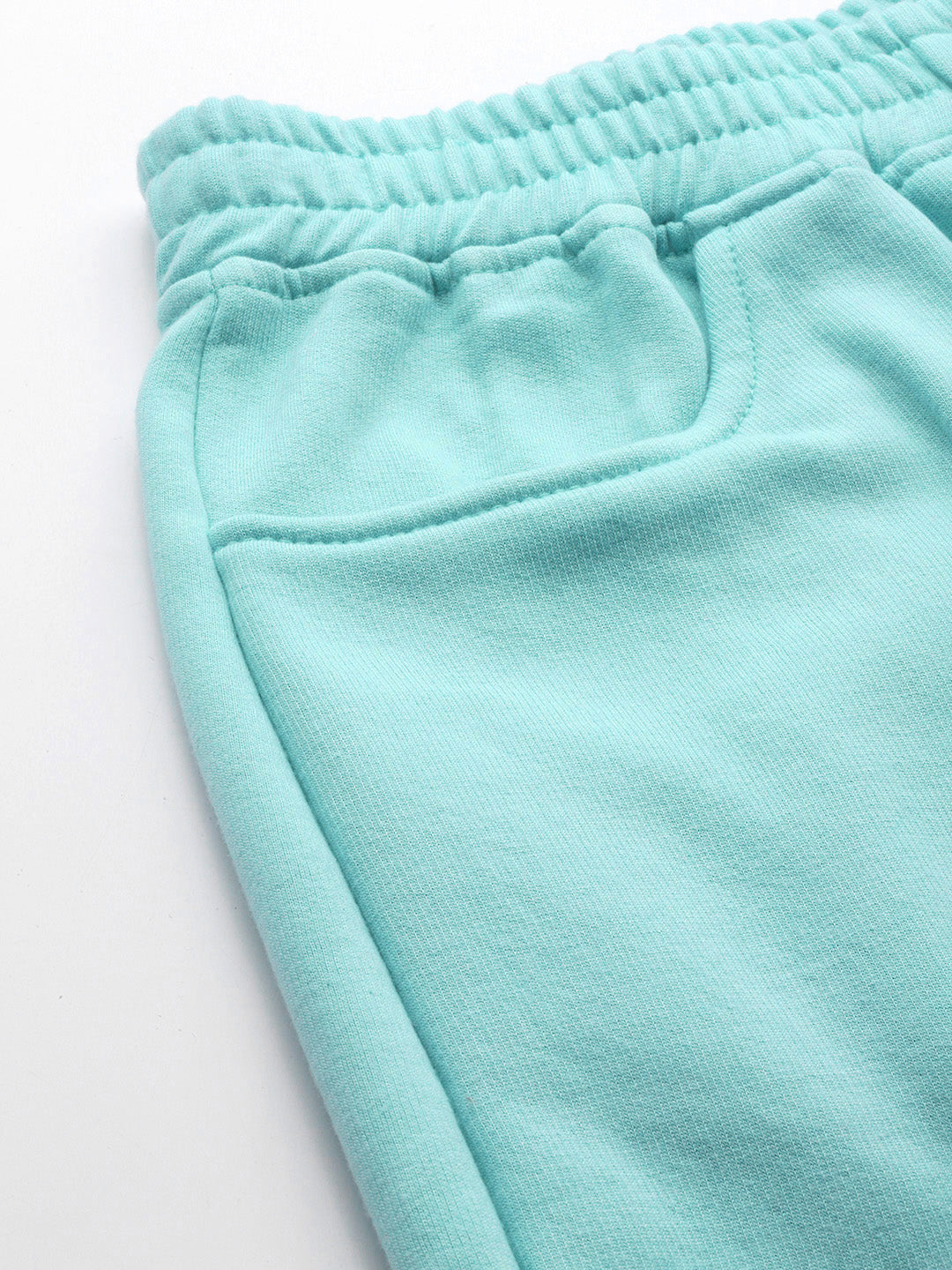 Solid Relaxed Straight Fit PolyCotton Fleece Trousers