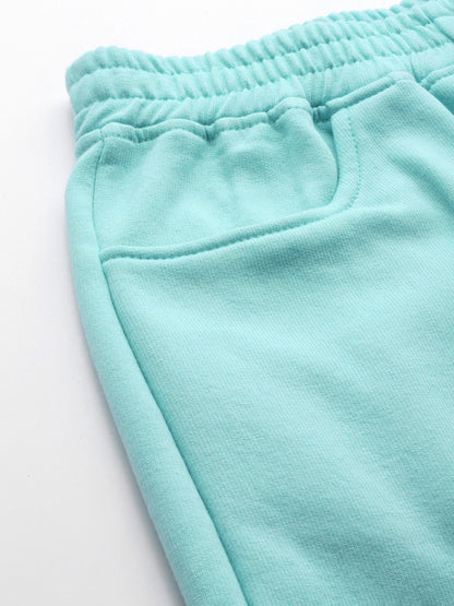 Solid Relaxed Straight Fit PolyCotton Fleece Trousers