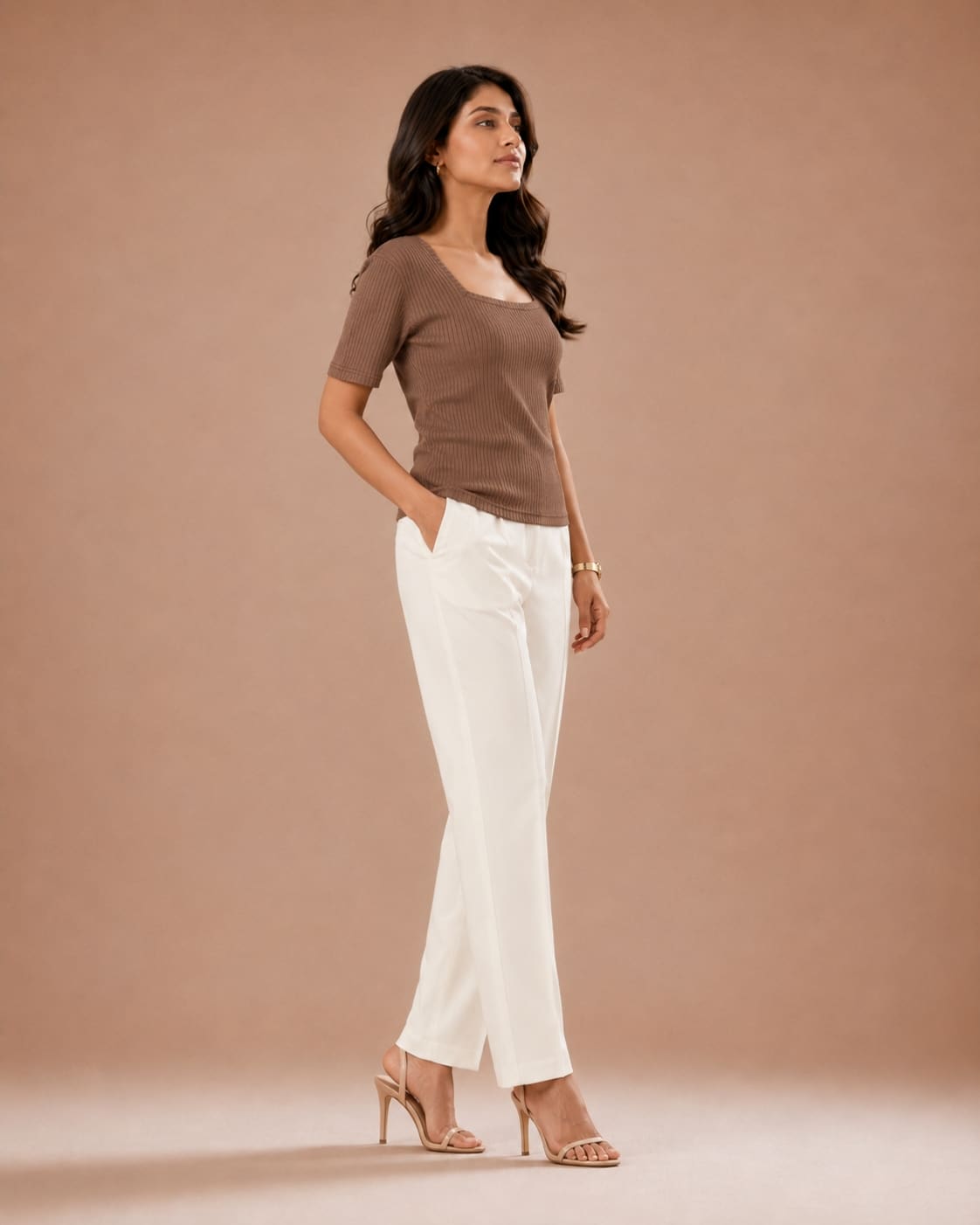 Ribbed Square Neck Fitted Top