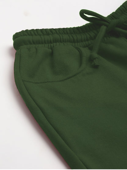 Solid Relaxed Straight Fit PolyCotton Fleece Trousers