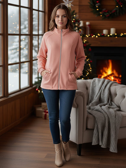 Jacket with Stand Collar & Zip Closure