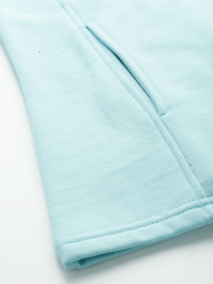 Henley Collar Sleeveless Fleece Zip Detail Tailored Jacket