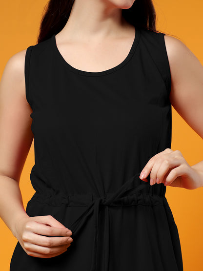Belted Cotton Fit & Flare Midi Dress