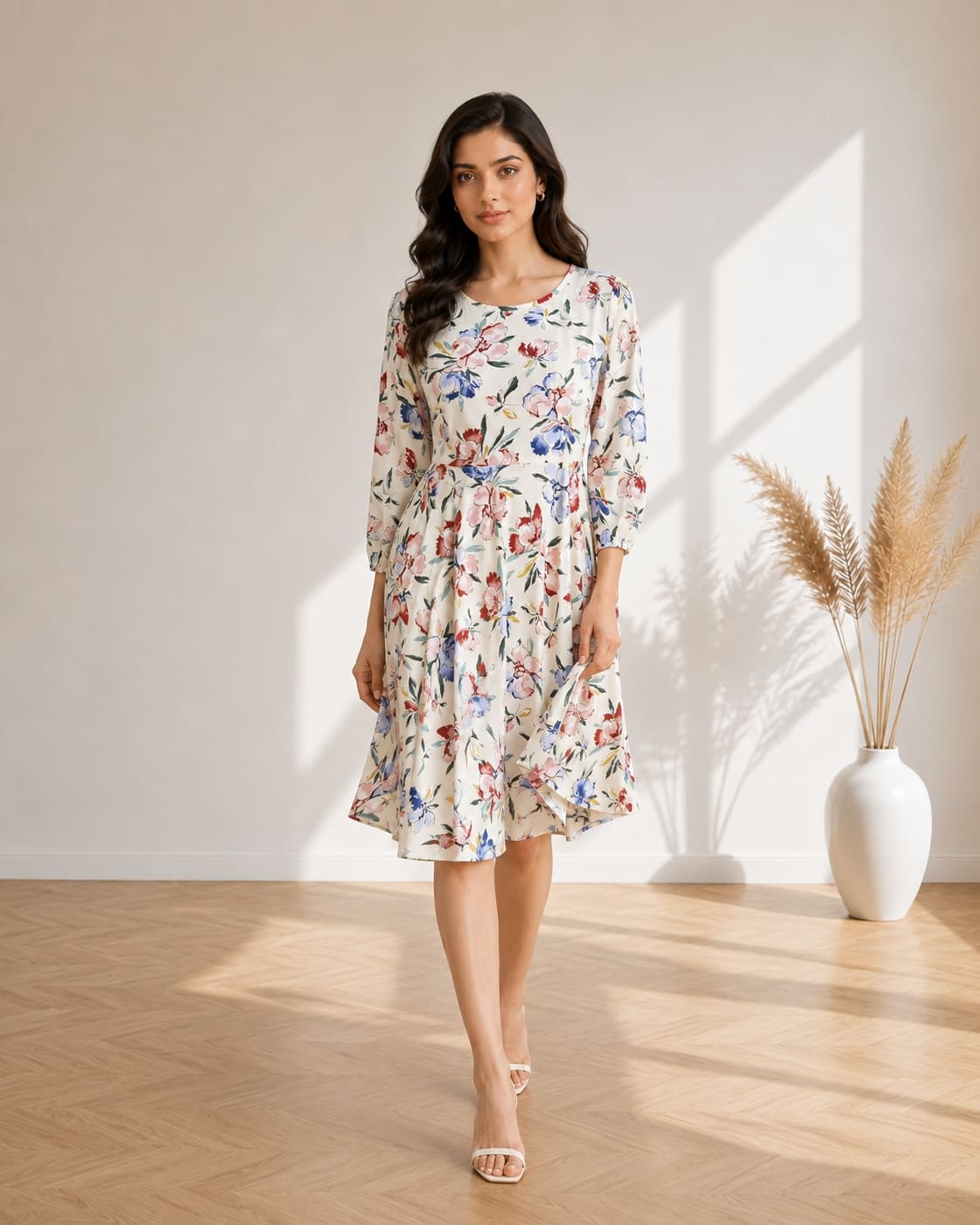 Printed Flared Western Dress.
