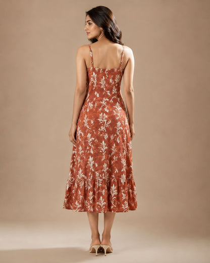 Printed Sleeveless Midi Dress