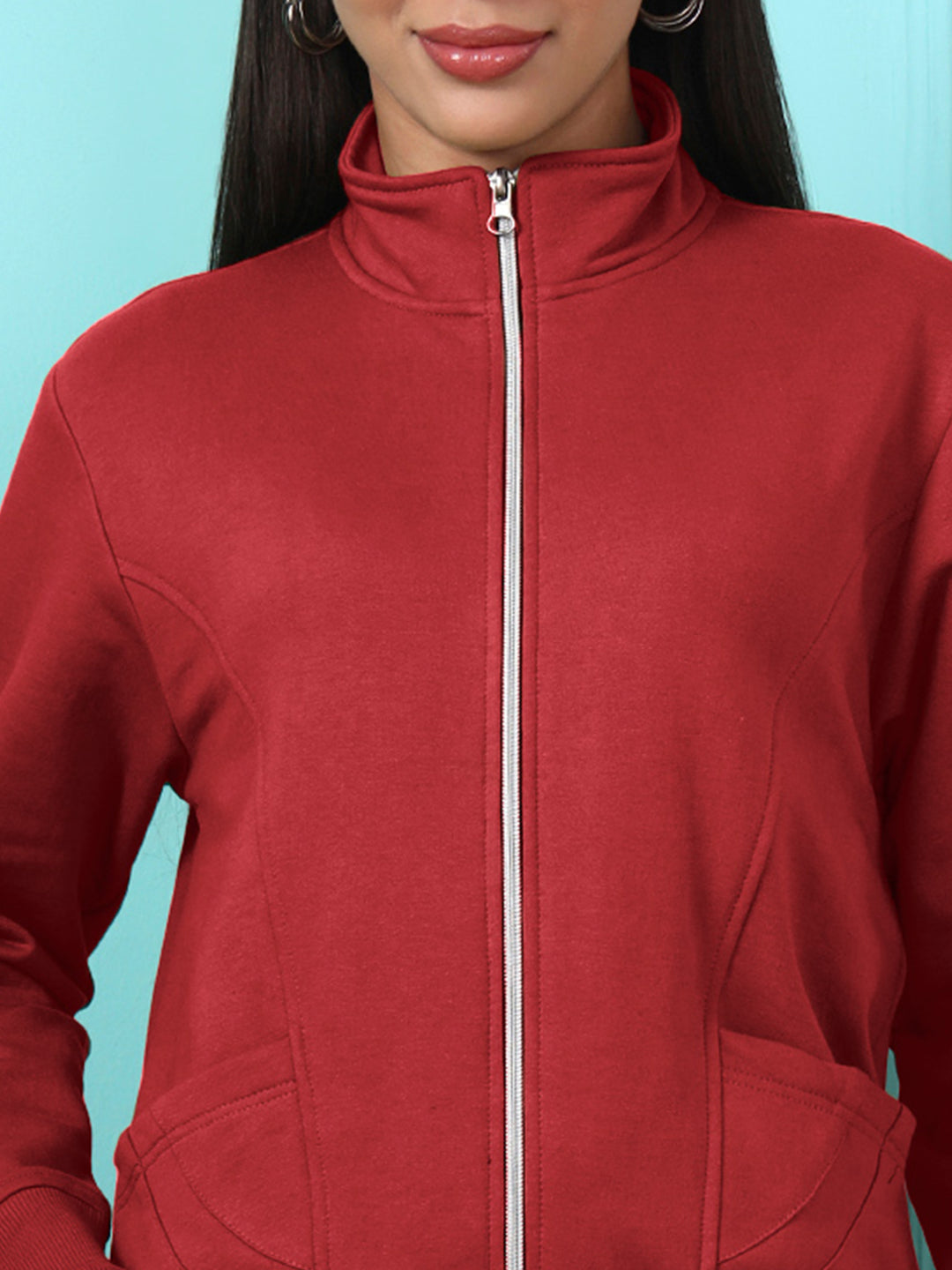 Stand-Collar Jacket with Front Pockets