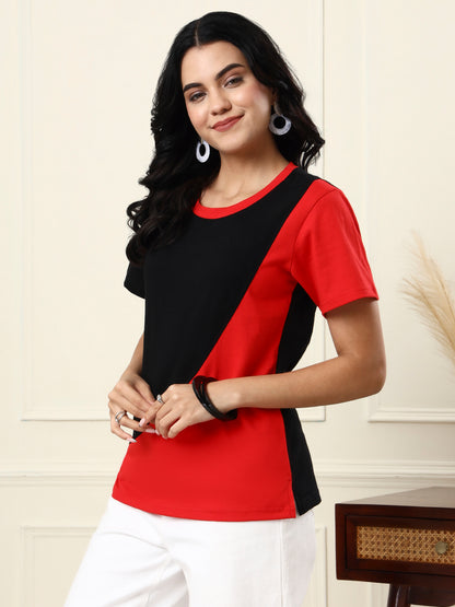 Colourblocked Cotton T-shirt