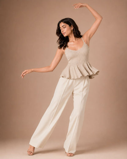 Shoulder Strap Peplum Top