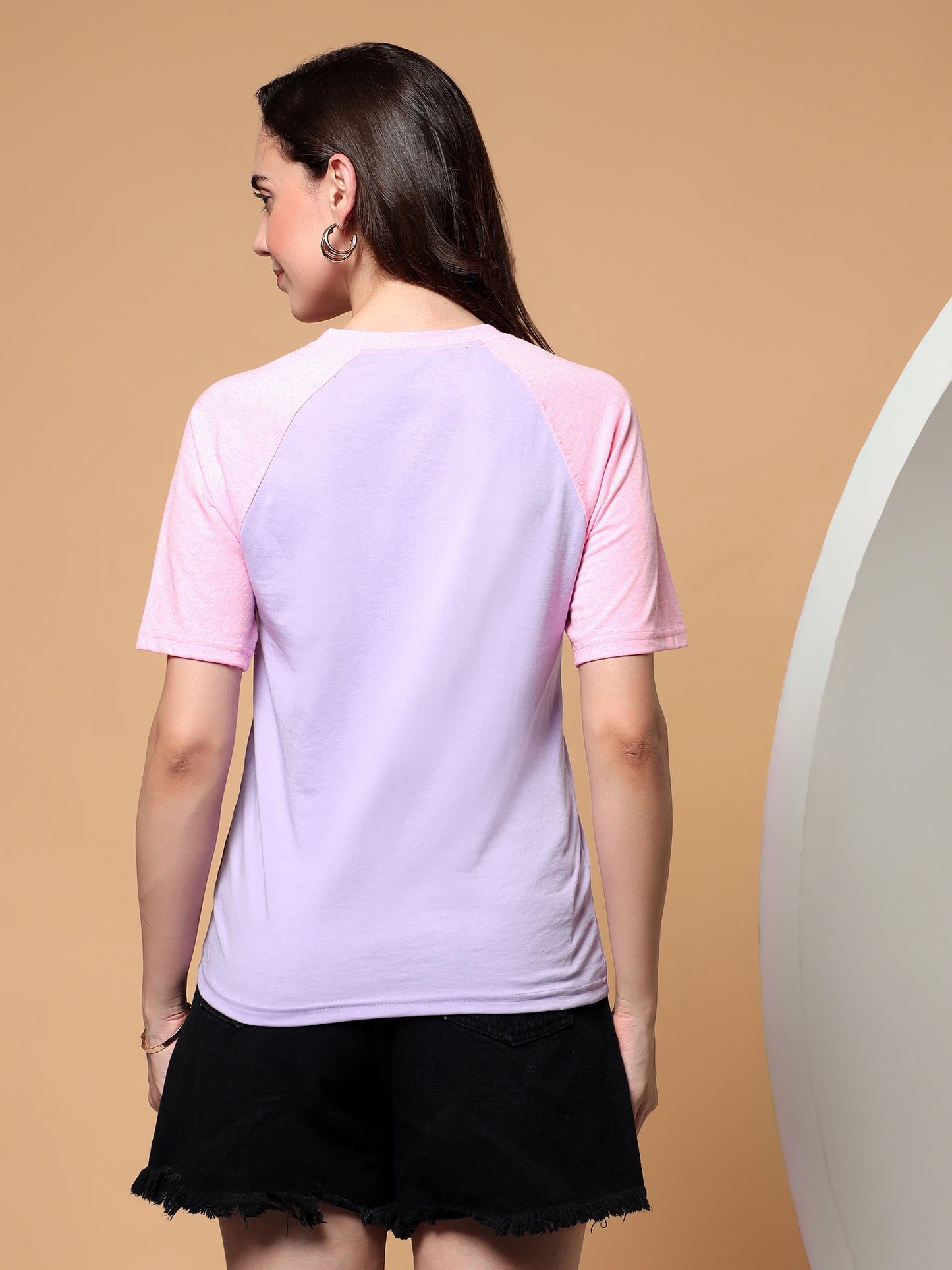 BRINNS Women Solid Raglan Sleeves Round Neck Cotton T-shirt