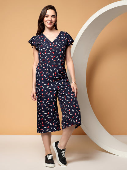 BRINNS Women Printed Short Sleeve Capri Jumpsuit