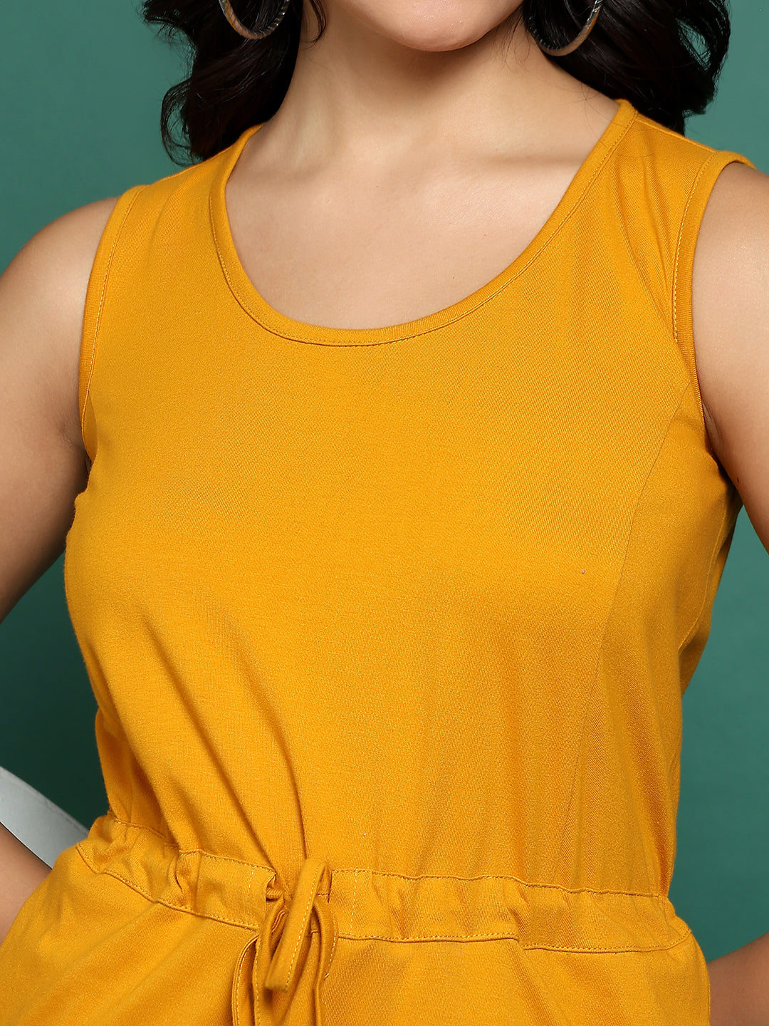 Tie-Up Detail Cotton Shift Dress