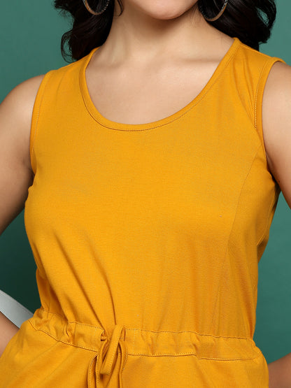 Tie-Up Detail Cotton Shift Dress