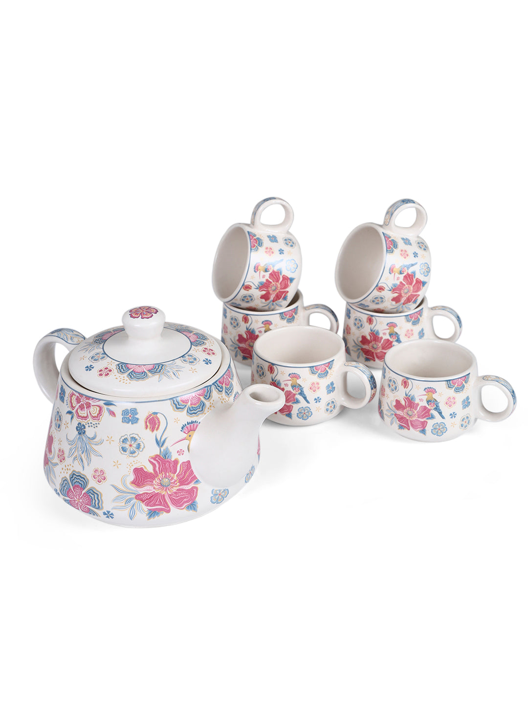 Tea Set | Printed | Kettle (1200 ml) & 6 Cups (200 ml)