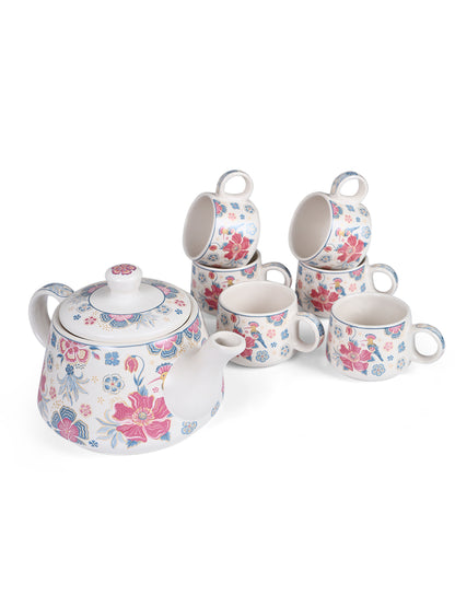 Tea Set | Printed | Kettle (1200 ml) & 6 Cups (200 ml)