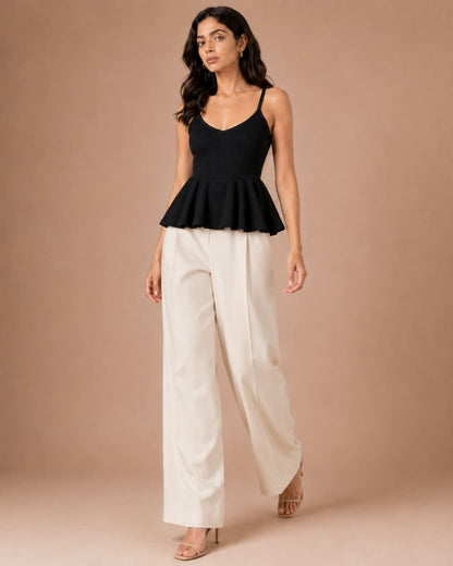 Shoulder Strap Peplum Top