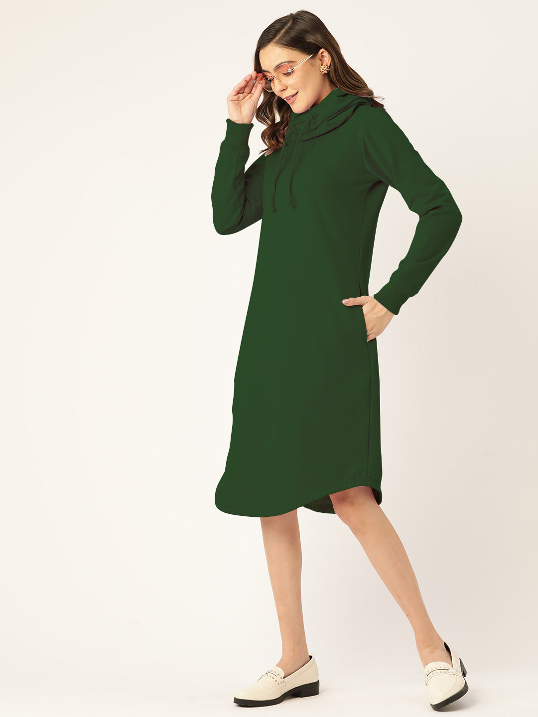 Cowl Neck Midi Jumper Dress