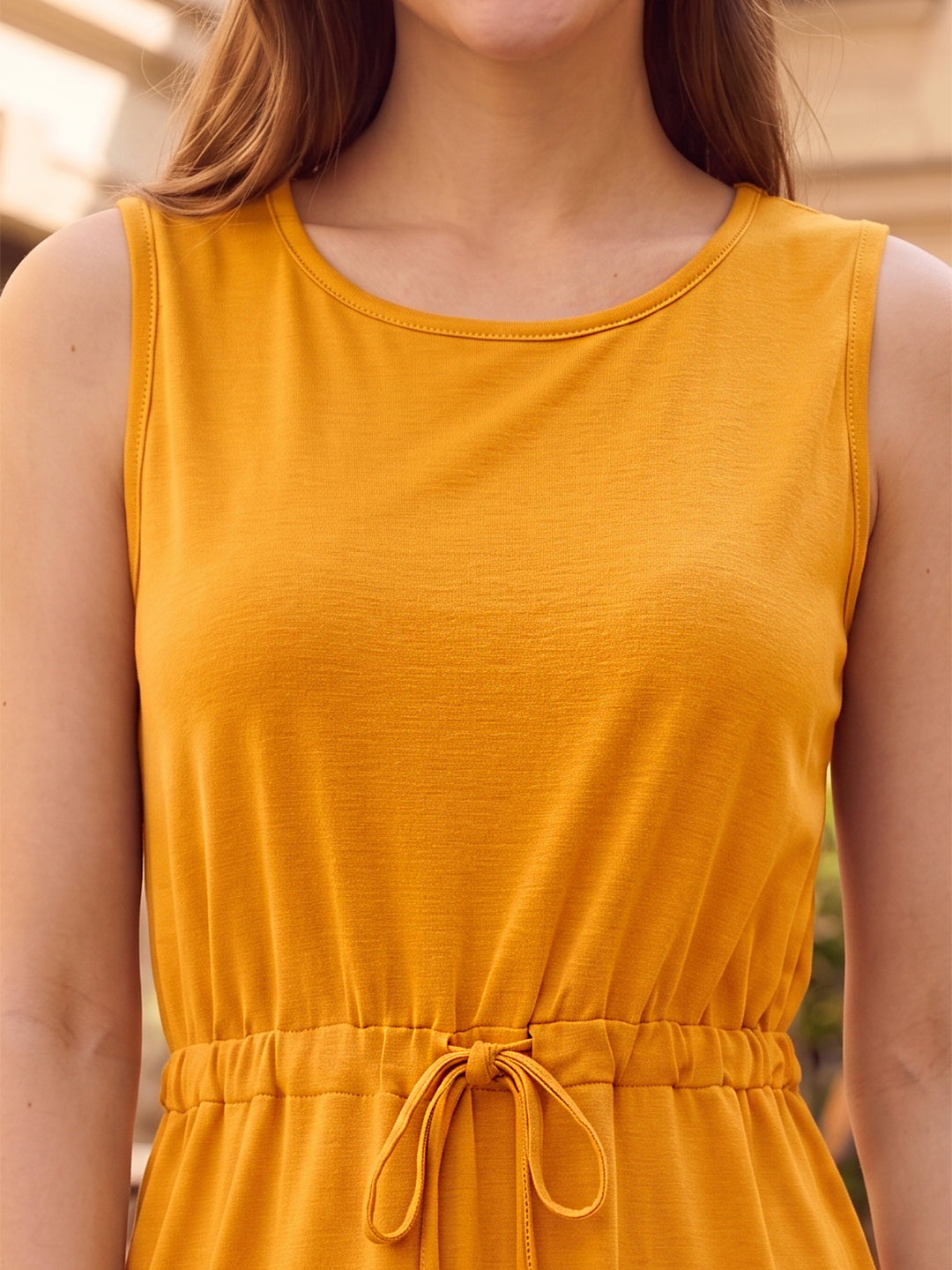 Belted Cotton Fit & Flare Midi Dress