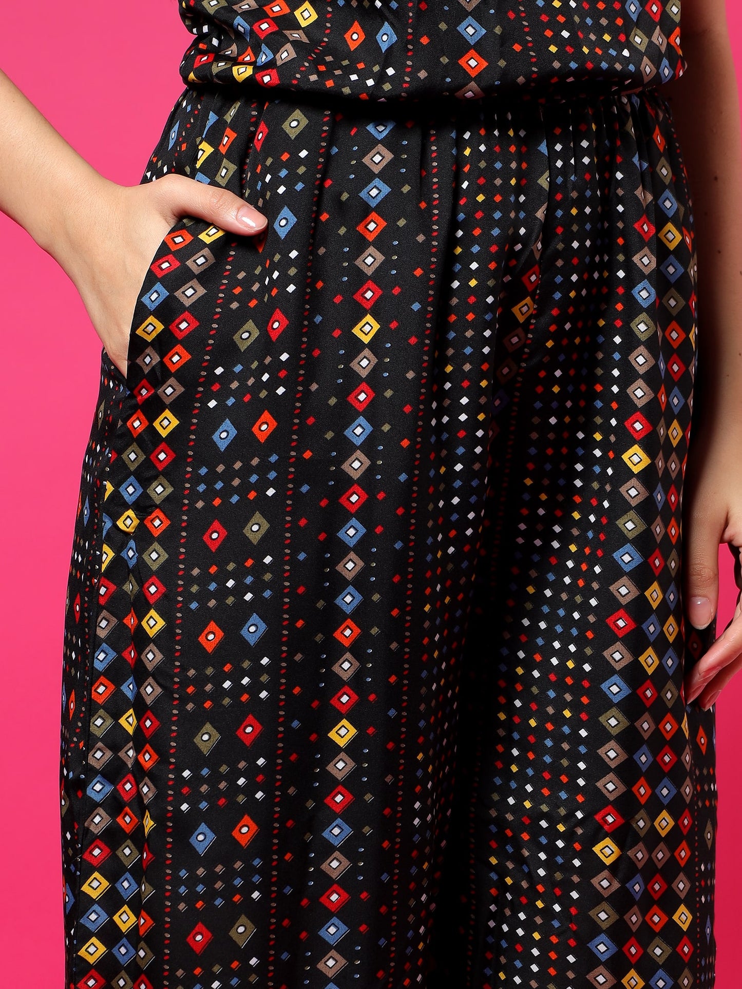 Printed Shoulder Straps Sleeveless Jumpsuit