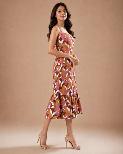 Printed Sleeveless Midi Dress