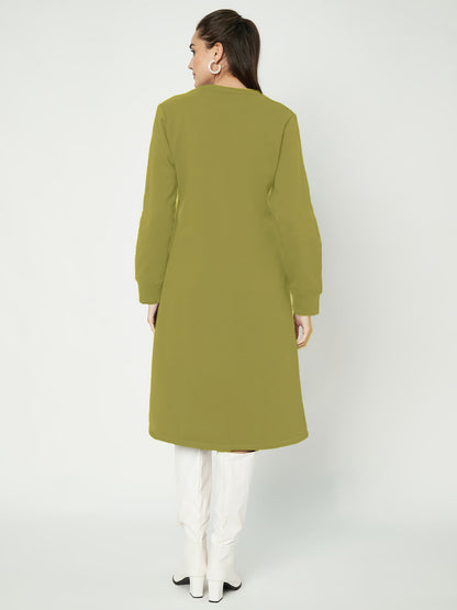 A-Line Dress with V-Neck Split Mandarin Collar