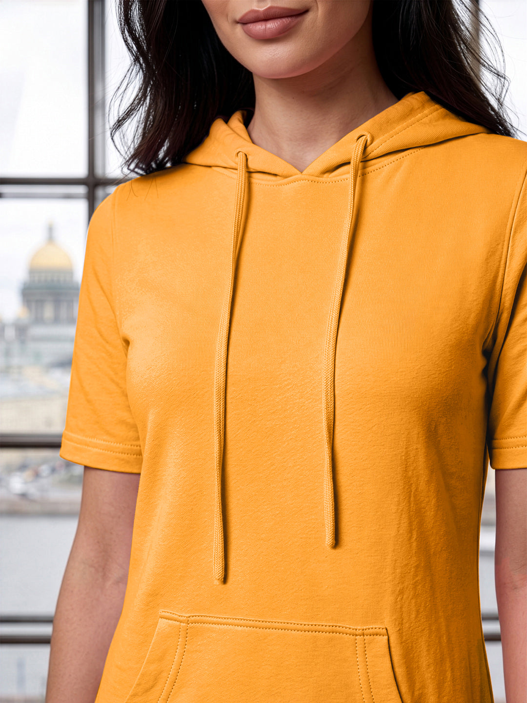 BRINNS Women Hooded Pure Cotton T-shirt Midi Dress