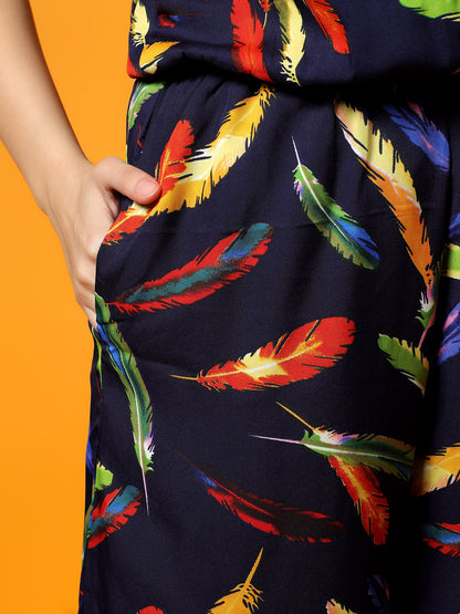 Printed Shoulder Straps Sleeveless Jumpsuit