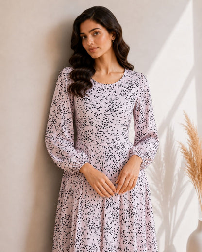 Printed Flared Western Dress.