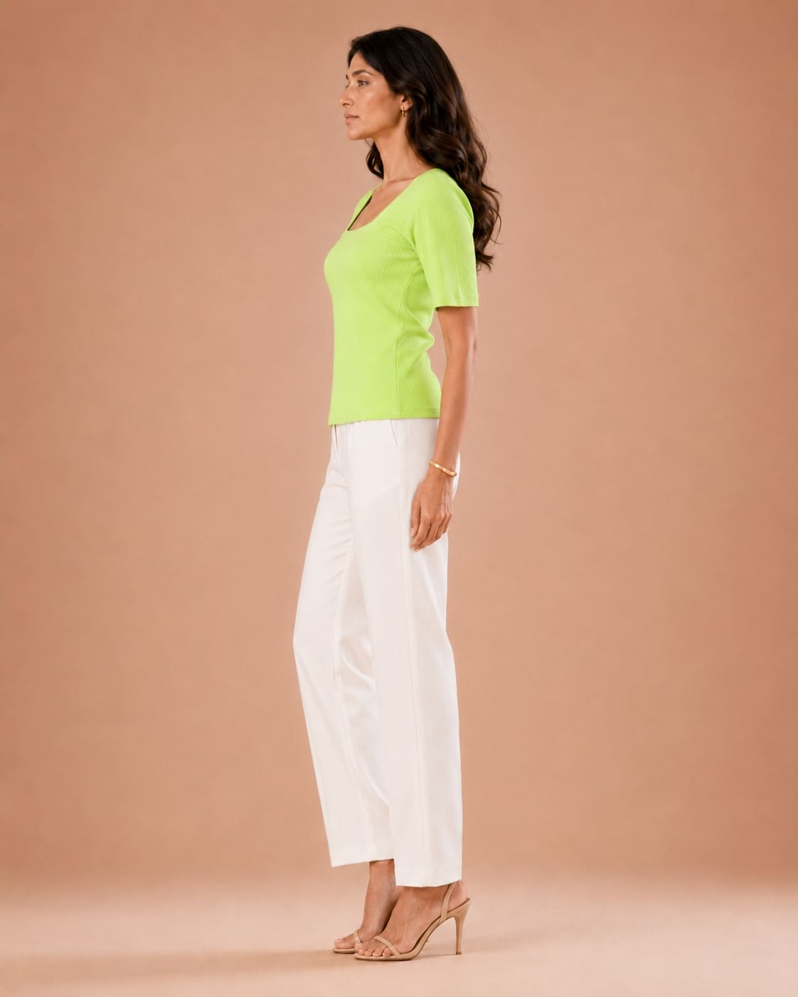 Ribbed Square Neck Fitted Top