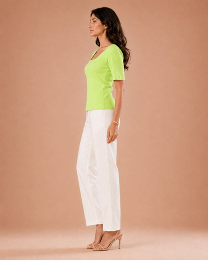 Ribbed Square Neck Fitted Top