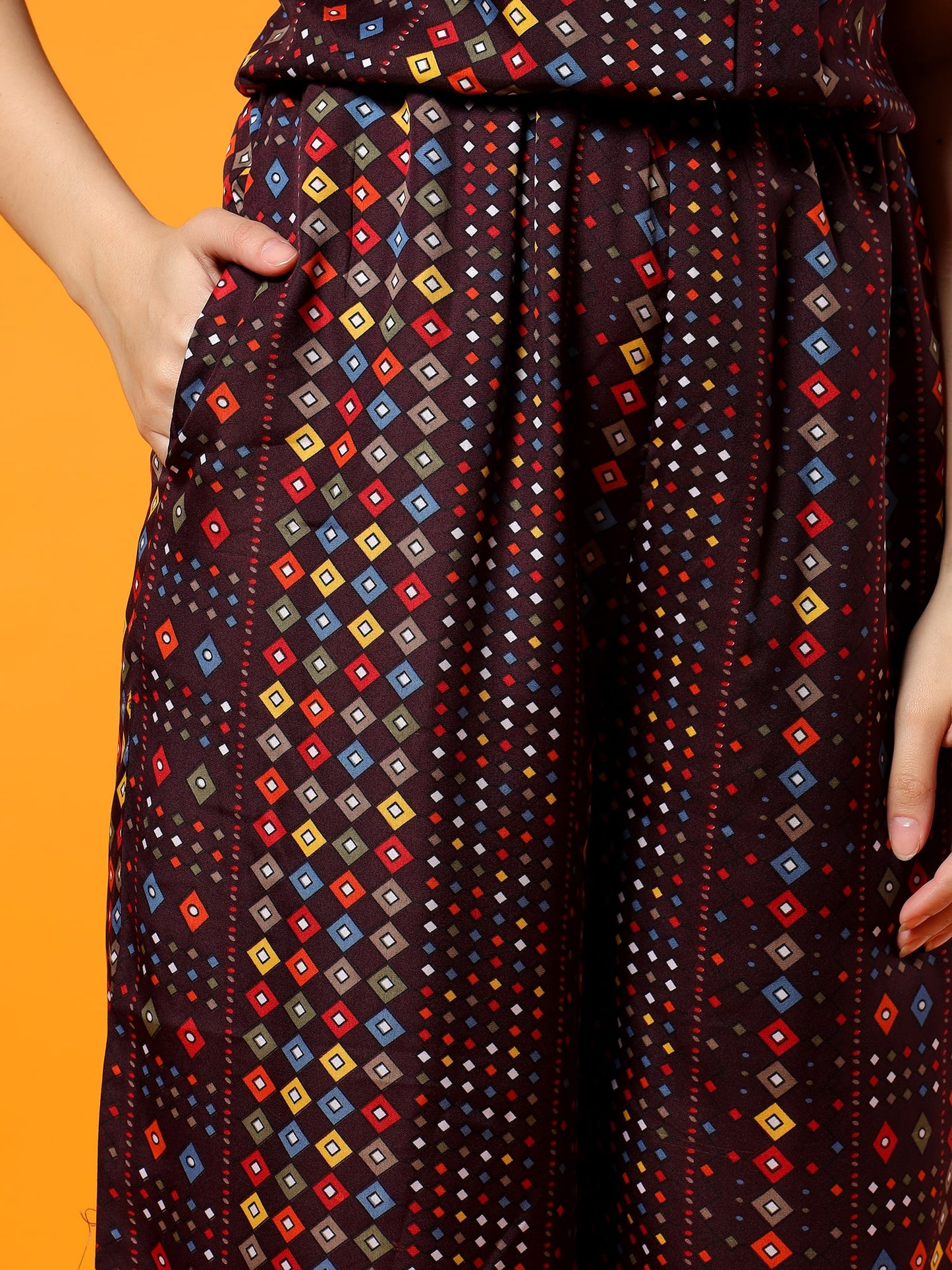 Printed Shoulder Straps Sleeveless Jumpsuit