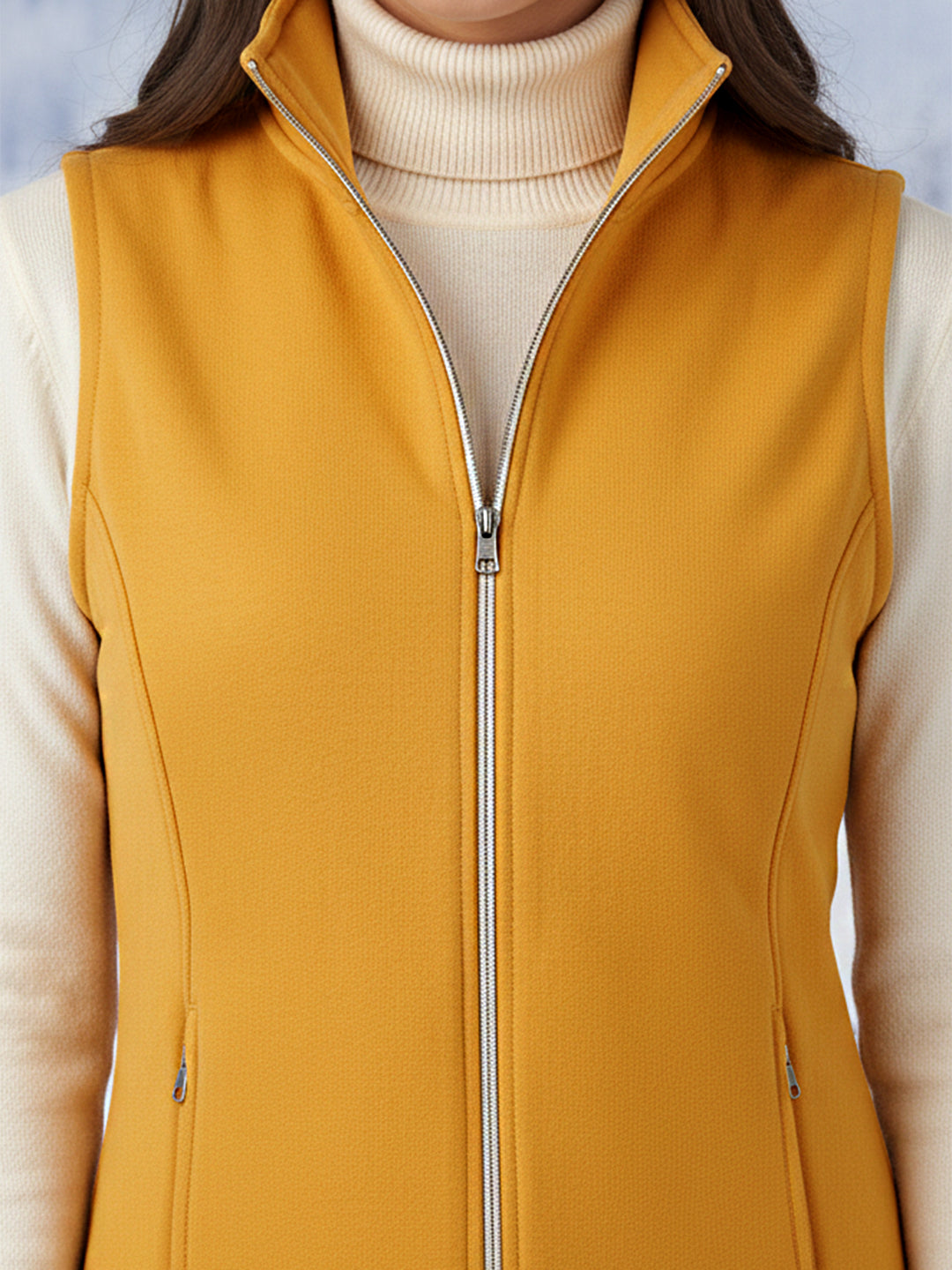 Solid Tailored Sleeveless Fleece Jacket