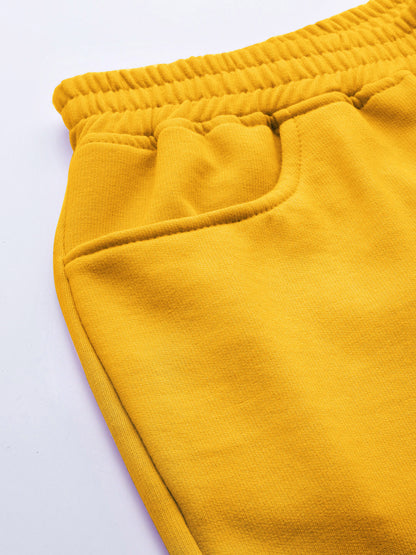 Solid Relaxed Straight Fit PolyCotton Fleece Trousers